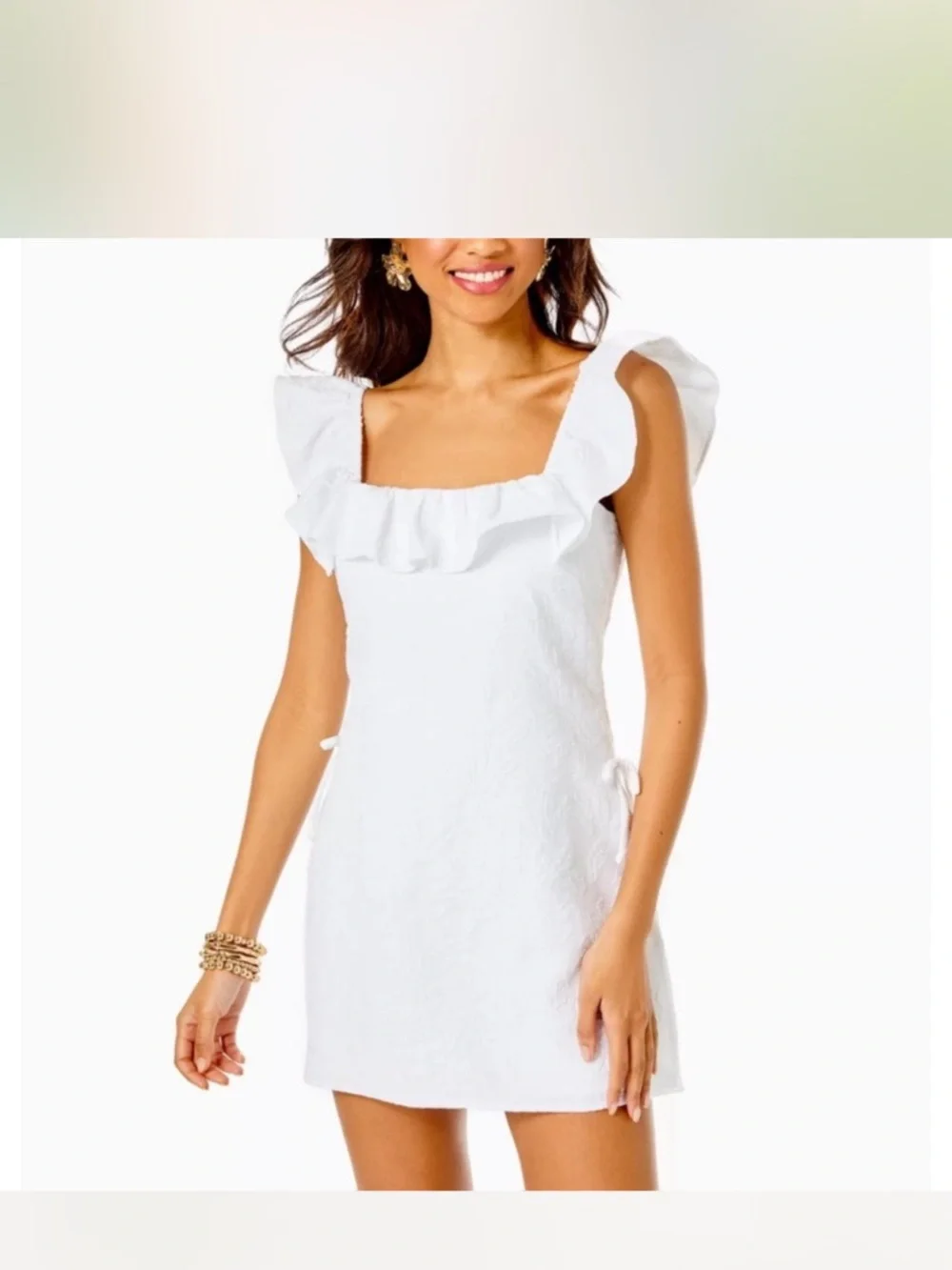 Lilly Pulitzer White Ruffle Square-Neck Mini Dress - Picture 4 of 4
